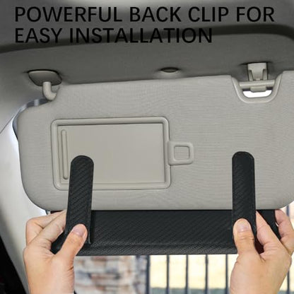 Car Tissue Holder, Sun Visor Napkin Holder, Premium PU Leather Car Tissue Box, with Tissue Refill, Universal Version Hanging Tissue Holder for Cars, Trucks, SUVs - color: Black