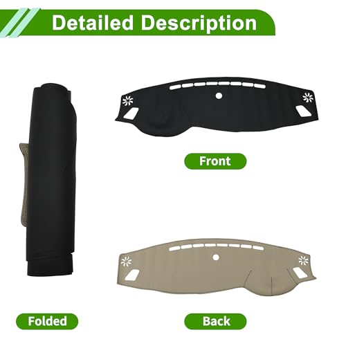 Faux Leather Dashboard Cover for Kia Optima 2016-2020 Dashboard Mat Anti-Slip Sun UV Heat Shield Protection Black 1 Pc
