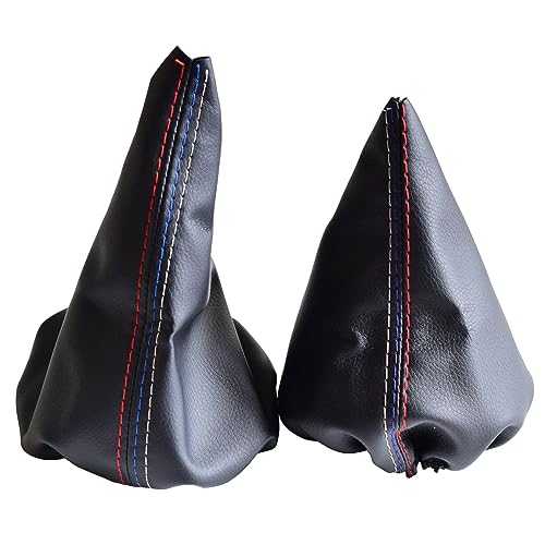 Car Shift Gear Stick Parking Handbrake Cover Manual Shift Boot Cover Black Leather Boot Cover Case for BMW E30 E36 E39 E46 E81 E82 E87 E88 E90 E91 E92 E93 (Gaiter-Boot-Set) - size: Gaiter-Boot-Set