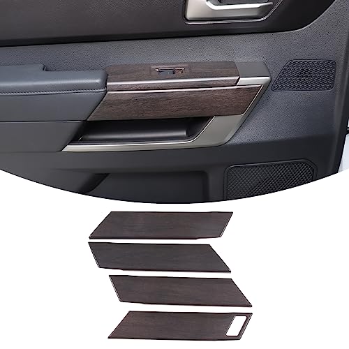 Aunginsy Car Inner Door Panel Strip Trim Cover Compatible with Toyota Tundra 2022+/Sequoia 2023+, Front Rear Door Handle Panel Decorative Cover Protector ABS Accessories(with Memory Seat Switch Hole) - color: Oak Grain Pattern(W/Hole)