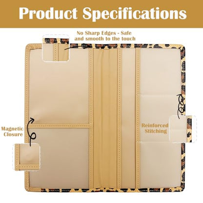 Car Registration and Insurance Holder with Magnetic Closure, Universal Document Organizer for License, Insurance Cards & Glove Box Storage (Leopard-Brown) - color: Leopard-Brown