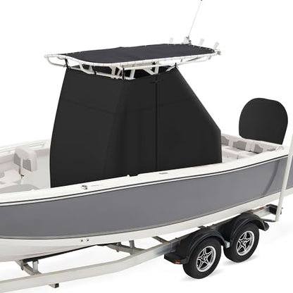 1200D Waterproof T-Top Boat Center Console Cover with Motor Cover, Heavy Duty Marine Grade Polyester Fabric, Fit T-Top Center Console 70" L 48" W 72" H, Black - color: Black, size: 70"L x 48"W x 72"H