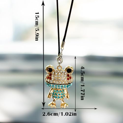 Bling Frog Diamond Car Hanging Ornaments, Crystal Rhinestone Frog Rear View Mirror Pendant Charm (Blue) - color: Blue