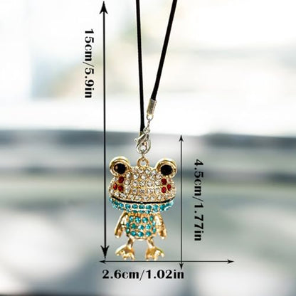 Bling Frog Diamond Car Hanging Ornaments, Crystal Rhinestone Frog Rear View Mirror Pendant Charm (Blue) - color: Blue