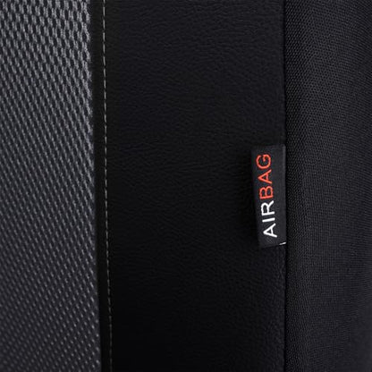 Flying Banner car seat Covers Full Set Faux Leather Air Mesh Breathable Man Lady Airbag Compatible Rear Bench Split 40/60 50/50 60/40 Truck Pick Up (Full Set - Low Back, Black Gray) - color: Black Gray