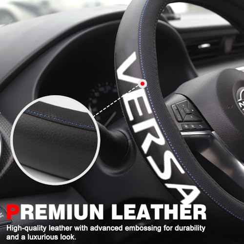 XITER Leather Steering Wheel Cover for Versa 2020-2026,with Versa Logo - color: Versa 2020-2026,With "Versa " LOGO