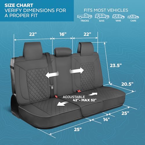 MotorBox Prestige Edition Napa Leather Seat Covers Full Set – Gray Car Seat Covers Front Seats and Back Car Seat Protector, Waterproof and Universal Fit for Most Small to Medium Autos, Trucks & SUVs - color: Charcoal Full Set