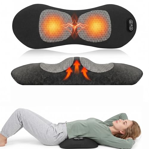 3 in1 Wireless Lumbar Support Pillow, Ergonomic Memory Foam Back Pillow with Vibration & Gentle Heating, Rechargeable Lumbar Support for Office, Car, Bed (Black) - color: Black