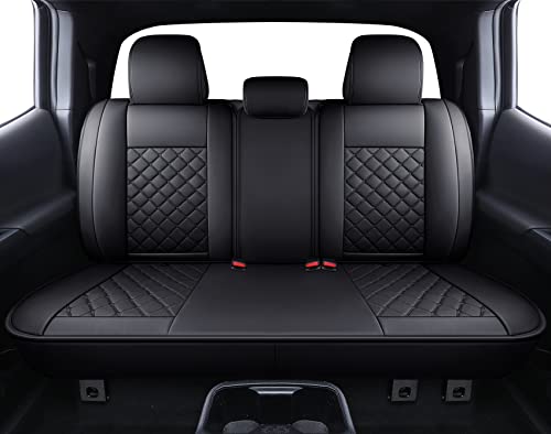 Tomatoman Tacoma Seat Covers Compatible with Toyota Tacoma 2005-2024 2025 2026 TRD Sport Offroad Access Extended Cab SR5 V6 Limited Waterproof Faux Leather(Full Set, Black) - color: Full Set/Black