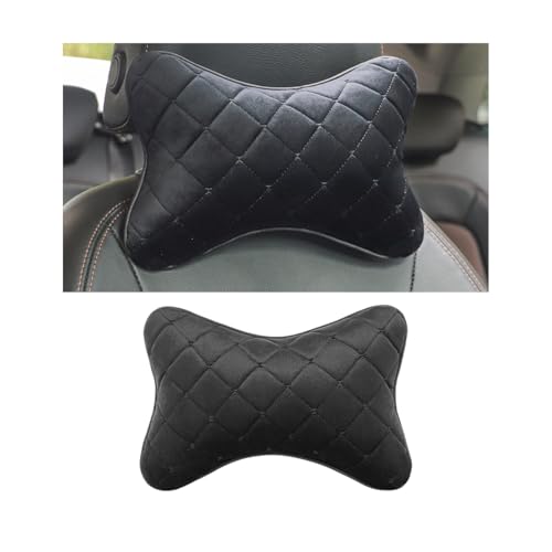 Car Headrest Pillow, Comfortable Driving Vehicle Seat Neck Support Pillow with Adjustable Strap, Removable Automotive Interior Head Cushion, Universal for Automobile RV Truck (Black) - color: Black