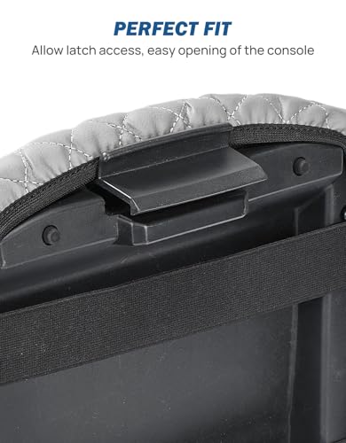 JOYTUTUS Center Console Cover Compatible with 2009-2015 Pilot, Leather Arm Rest Armrest Cover for Car, Well-Make Durable Middle Console Cover Lid Replacement for Trucks, Easy to Install, Gray