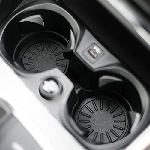 Seven Sparta Car Coasters for Cup Holders, Silicone Universal Vehicle Coasters, Set of 4 Pack, 3-1/8" Diameter (Black)