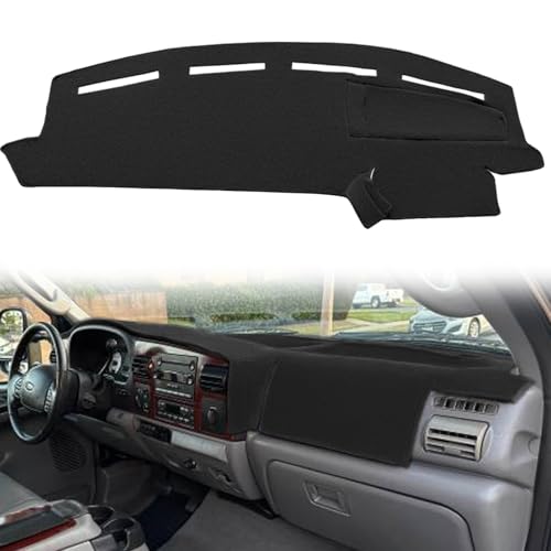 Yiz Dashboard Cover Dash Cover Mat Pad Carpet Custom Fit for 2005 2006 2007 Ford F250 F350 F450 F550 Super Duty Pickup Truck (Black) J134 - color: black