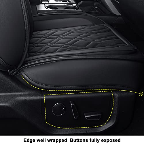 LUCKYMAN CLUB F150 Front-only Seat Covers J03-Q3 with Waterproof Faux Leather, Fit 2015-2025 Ford F150 and 2017-2025 F250 F350 F450 (Front only, Black) - color: Black, size: Front Pair