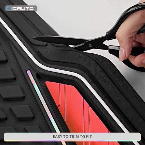 PIC AUTO Car Floor Mats, Red Aluminum-Molded with Full-Circle Iridescent Inlay Strip Car Mats, Universal-Fit Rubber Mats for Cars, Trucks & SUVs, All-Weather, Non-Slip, Easy-to-Clean Interior Mats - color: Red