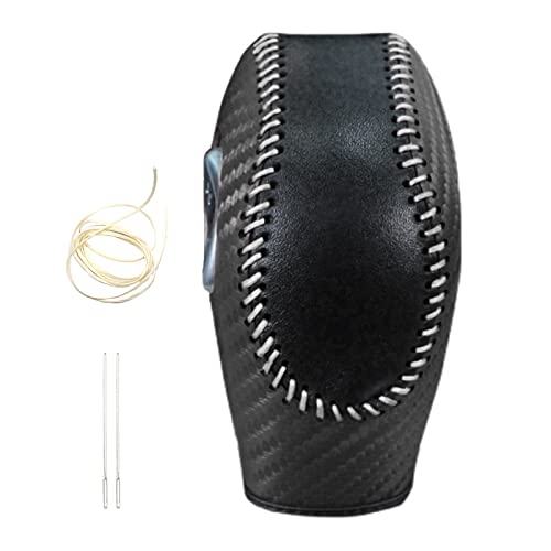 PU Carbon Fiber Automobile Gear Shift Knob Cover - Fit for Ford Focus 2012-2016 & Fiesta 2014-2016 / Fusion 2013-2016 - color: Black leather + Grey thread