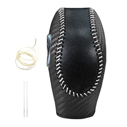 PU Carbon Fiber Automobile Gear Shift Knob Cover - Fit for Ford Focus 2012-2016 & Fiesta 2014-2016 / Fusion 2013-2016 - color: Black leather + Grey thread
