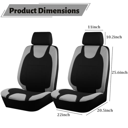 Car Seat Covers Full Set, Polyester Vehicle Front ＆ Rear Bench Seat Protectors with 5 Headrest Covers, Automotive Interior Chair Protection Accessories, Universal Fit (Gray) - color: Gray