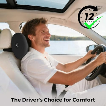 BEBAS Memory Foam Car Headrest Pillow - Breathable Neck Support Pillow for Driving, Universal Fit Cars/SUVs/Tesla/Toyota & Office Chair, Removable Cover (Black, 4-Season) - color: Black