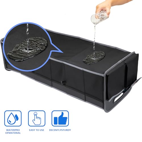 Car Trunk Organizer,Machine Washable PP Materials 3 Compartments Car Storage,95L Waterproof Polyester Cars Accessories Organizer and 6 Pockets, Suitable for SUV, Minivan, Truck(Black)