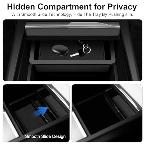 Weize 2025 2026 Tesla Model Y Juniper All Weather Cargo Liner Floor Mats 9 PCS & Double Layer Center Console Organizer 4 PCS, Full Coverage Tesla Interior Accessories Kit(Not for Standard) - style: Tesla Model Y Floor Mats & Console Organizer Combo 13PCS