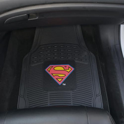 BDK Warner Bros DC Comics Superman Superhero Car Accessories - All Weather Heavy Duty Rubber Liners - Anti-Slip 27 x 18 in Car Mats - Universal Fit Floor Mats