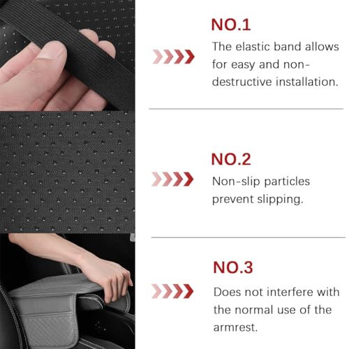 Car Center Console Cover, Leather Non Slip Vehicle Armrest Storage Box Cushion Pad with Storage Bags, Automotive Middle Console Protector, Universal for SUV RV Truck (Beige)