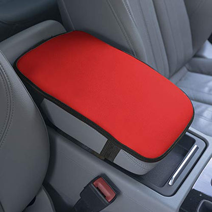 FH Group Faux Leather Center Console Armrest Cushion, Luxury Seat Box Cover Protector fits Most Cars, SUVs, and Trucks Red - color: Red, style: Console Cover (Plain)