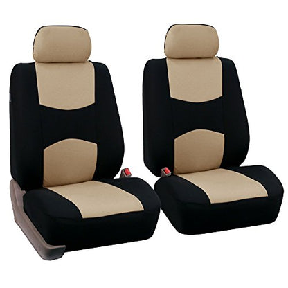 FH Group Car Seat Covers for SUV, Sedan, Van Beige Front Set in Cloth - Low Back Car Seats Covers with Removable Headrest, Universal Fit, Automotive , Washable - color: Beige, style: Seat Cover Front Set