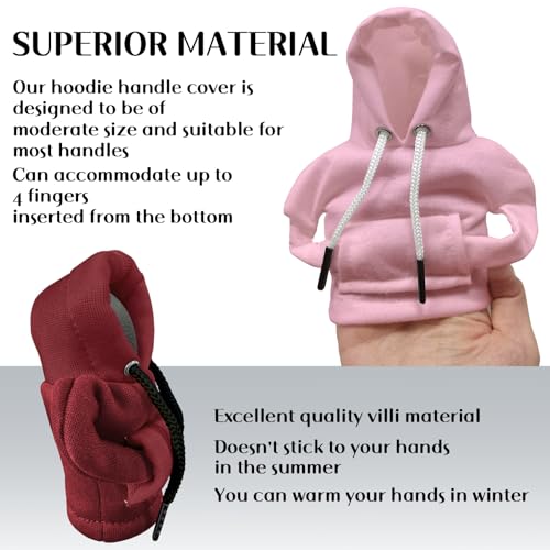 vvag Gear Shift Hoodie, Hoodie Car Gear Shift Cover, Car Shift Knob Hoodie, Automotive Interior Accessories, Universal Fit Knob Cover Gift (Red+Pink) - color: Red+Pink