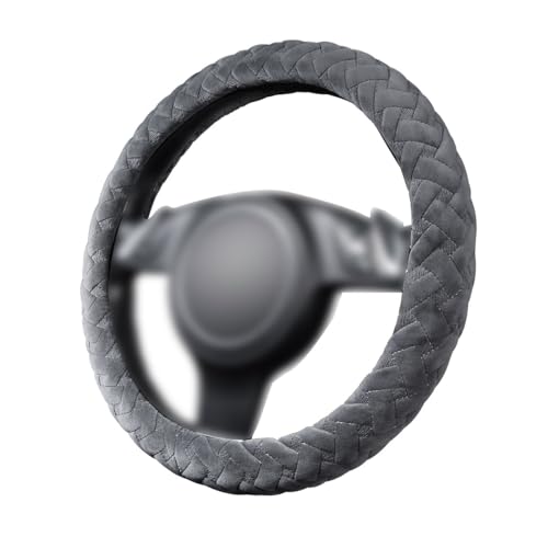 Flying Banner car Steering Wheel Cover Massage Velvet Warm Universal Size 15 inches SUV Truck Anti Slip Odorless Summer Winter (Gray, Velvet Massage) - color: Gray