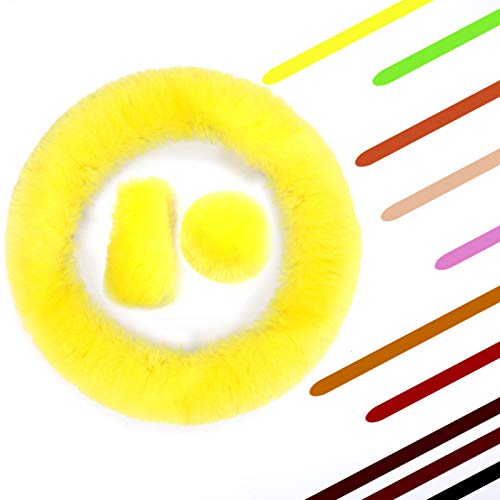 Auto Steering Wheel Short Wool Cover Gear Shift Handbrake Fuzzy Cover 1 Set 3 Pcs Multi-Colored with Winter Warm Fashion for Girl Women Ladies Universal Fit Most Car (Yellow) - color: Yellow