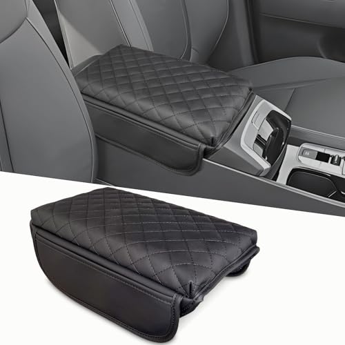 Center Console Cover for Hyundai Santa Cruz 2022-2025 2026, PU Leather & Thick Armrest Cover with Pockets Storage Bag Armrest Cushion Pad for Hyundai Santa Cruz Interior Accessories
