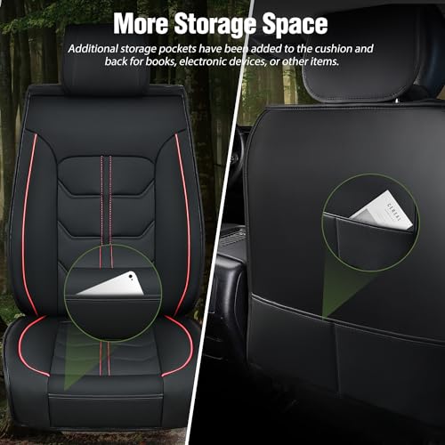 Nilight Car Seat Cover Custom Fit 2007-2024 Jeep Wrangler JK JL 4-Door Waterproof Wear-Resistant Faux Leather Anti Slip Cushion Set (2 PCS Front Covers) - color: Front Sets 2 Seat, style: Jeep Wrangler 2007-2024