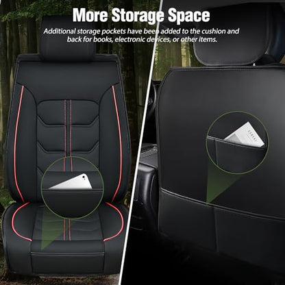 Nilight Car Seat Cover Custom Fit 2007-2024 Jeep Wrangler JK JL 4-Door Waterproof Wear-Resistant Faux Leather Anti Slip Cushion Set (2 PCS Front Covers) - color: Front Sets 2 Seat, style: Jeep Wrangler 2007-2024