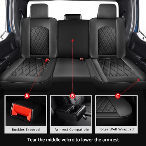MIROZO Truck Seat Covers Full Set for Ram, Waterproof Ram 1500 Seat Cover Leather Seat Cover Compatible with 2009-2026 Ram 1500/2500/3500 Crew Quad Cab Pickup with Split Curved Bench 40/60,Black - color: Black, size: FullSet（Curved Back）
