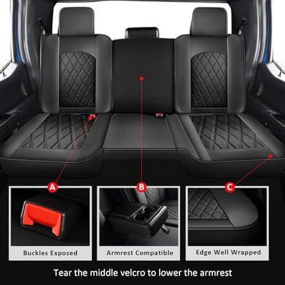 MIROZO Truck Seat Covers Full Set for Ram, Waterproof Ram 1500 Seat Cover Leather Seat Cover Compatible with 2009-2026 Ram 1500/2500/3500 Crew Quad Cab Pickup with Split Curved Bench 40/60,Black - color: Black, size: FullSet（Curved Back）