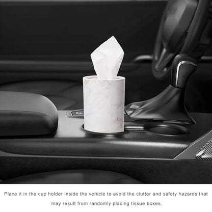 4 PCS Car Tissue Holder, Refillable Auto Cup Holder Napkin Tube Container with Facial Tissues, Portable Tissue Cylinder Box Paper Towel Organizer for Vehicle Office Home (White) - color: White