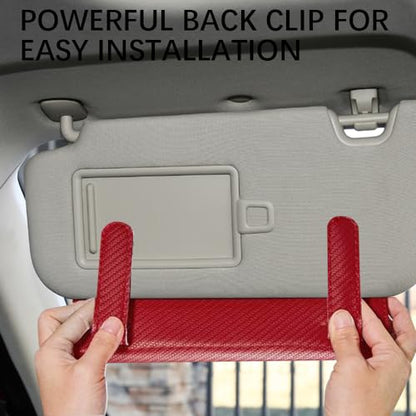 Car Tissue Holder, Sun Visor Napkin Holder, Premium PU Leather Car Tissue Box, with Tissue Refill, Universal Version Hanging Tissue Holder for Cars, Trucks, SUVs - color: Red