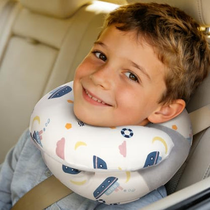 Kids Neck Pillow for Travel Airplane Car, Ergonomic Neck Wrap Support Pillow, Cute Pillowcase(Sailship) - color: Sailfun