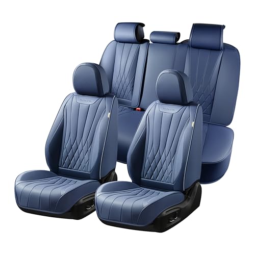 FLORICH Leather Car Seat Covers Full Set, Luxury Automotive Seat Cover, Waterproof Car Seat Covers Front and Back Seats for Most Cars - Blue - color: Blue, size: Fullset