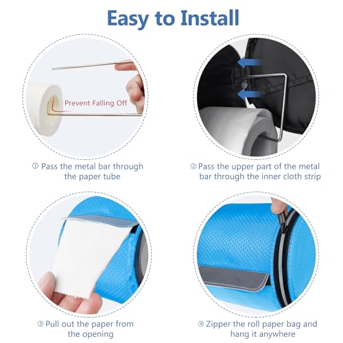 Hanging Toilet Paper Holder Waterproof Tissue Holder Cat Proof Roll Paper Case Cover Portable and Foldable Roll Storage Bag with Adjustable Strap for Wall Car Camping Tent Home Office Blue Honeycomb - color: Blue Honeycomb