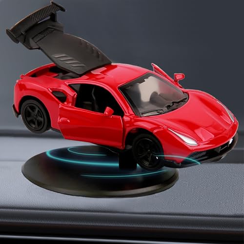 Car Dashboard Drift Spin Ornament, Alloy Rotating Car Model Decoration, Classic Cool Mini Auto Dash Interior, Follow Drift When Vehicle Turns (Red) - color: Red