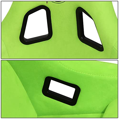 NRG Innovations NRG-FRP-302NG-PRISMA Universal Fixed Back Bucket Racing Seat for 5-Point Harnesses, Size L, Green Alcantara Material, 24" W X 35" H X 18" D - color: Green