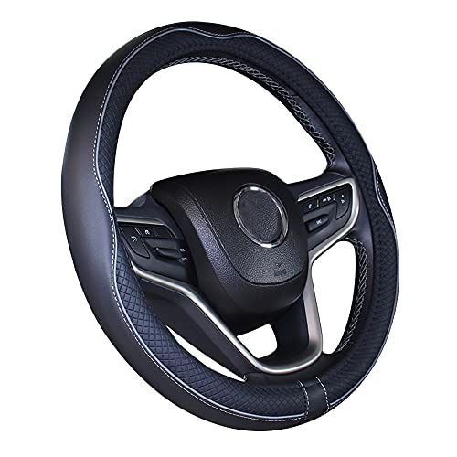 Mayco Bell Small Size Steering Wheel Cover Anti-Slip,Safety,Soft,Breathable,Durable,Full Surround,Comfortable Grip Microfiber Leather (14-14.25 inch,Black Gray) - color: Black Gray, size: 14''-14.25''