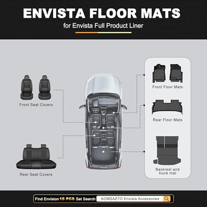 Floor Mats & Cargo Liner & Backrest Mat Compatible with Buick Envista 2026 2025 2024: All Weather Floor Mat Envista TPE Accessories Trunk Mat Back Seat Cover Protector Full Set - style: (1) 2024-2026 Envista | Floor Mats & Cargo Mat with Backrest Mat