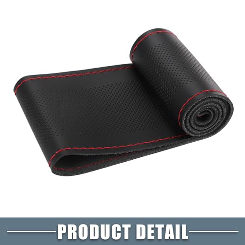 Car Hand Sewn DIY Steering Wheel Cover Breathable Comfortable 32-35cm Stitch on Wrap Cover Microfiber Leather Black Stitches Red - color: Red Stitches