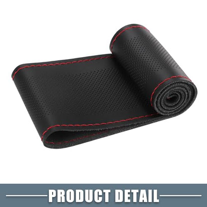Car Hand Sewn DIY Steering Wheel Cover Breathable Comfortable 32-35cm Stitch on Wrap Cover Microfiber Leather Black Stitches Red - color: Red Stitches