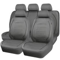 CAR PASS Piping Faux Leather Car Seat Cover Full Set,Grey Breathable Leather Seat Covers for Cars, Airbag Compatible,Universal Fit for SUVs,Van,Sedans,Small Trucks (Full Set, All Gray) - color: Grey with charcoal stripes