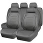 CAR PASS Piping Faux Leather Car Seat Cover Full Set,Grey Breathable Leather Seat Covers for Cars, Airbag Compatible,Universal Fit for SUVs,Van,Sedans,Small Trucks (Full Set, All Gray) - color: Grey with charcoal stripes
